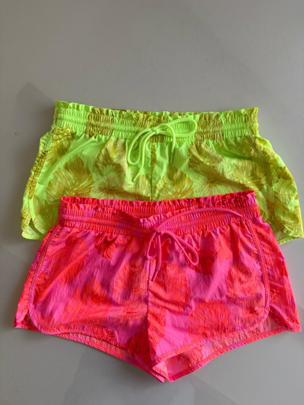 Aerie Neon Athletic Shorts Bundle 2 Pair Women Size M Pink Green Running Lounge